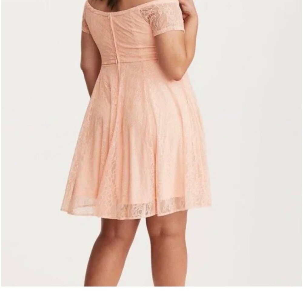 Torrid Blush Pink Lace Off Shoulder Fit and Flare Dress Size 20
